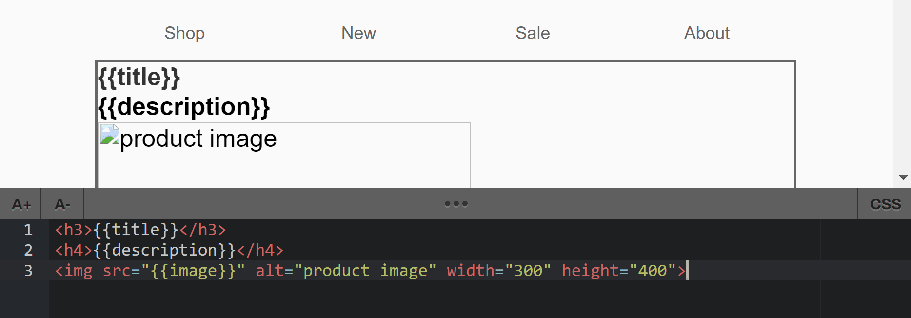 enter HTML property tags