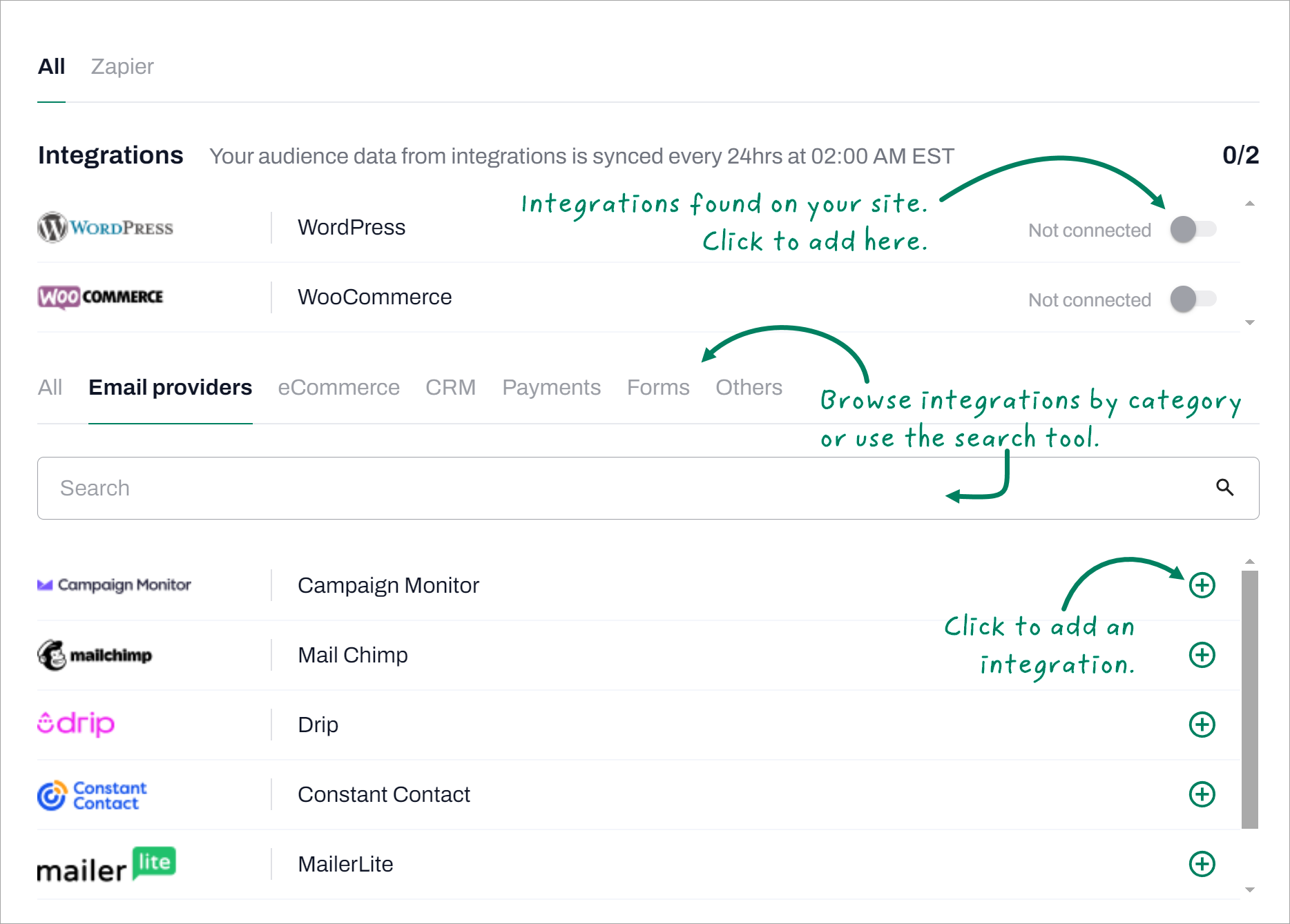 tinyEmail app integrations