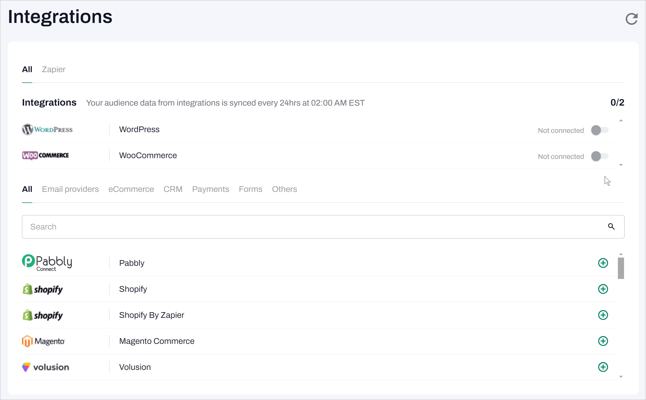 tinyEmail native integrations