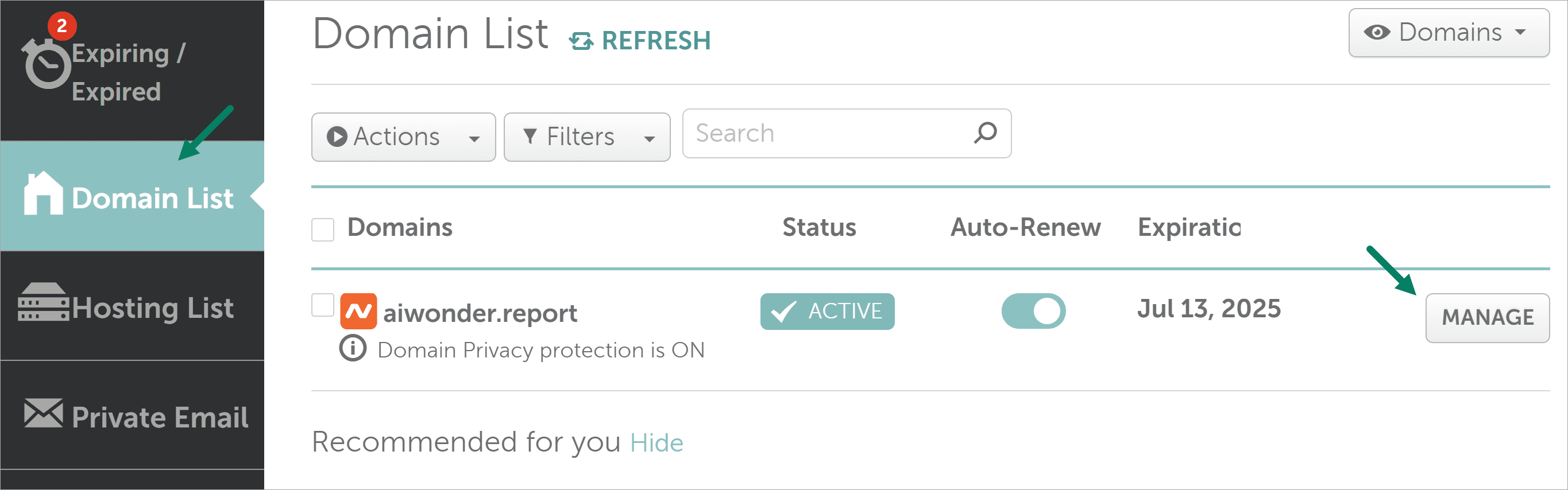 tinyEmail Namecheap add new record