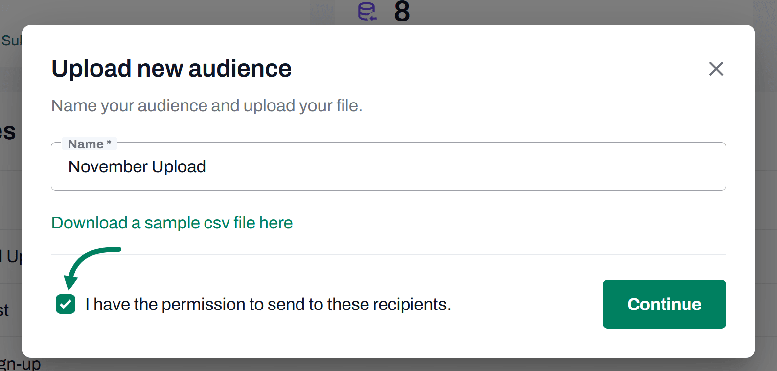 check the box to confirm you have permission to add recipients