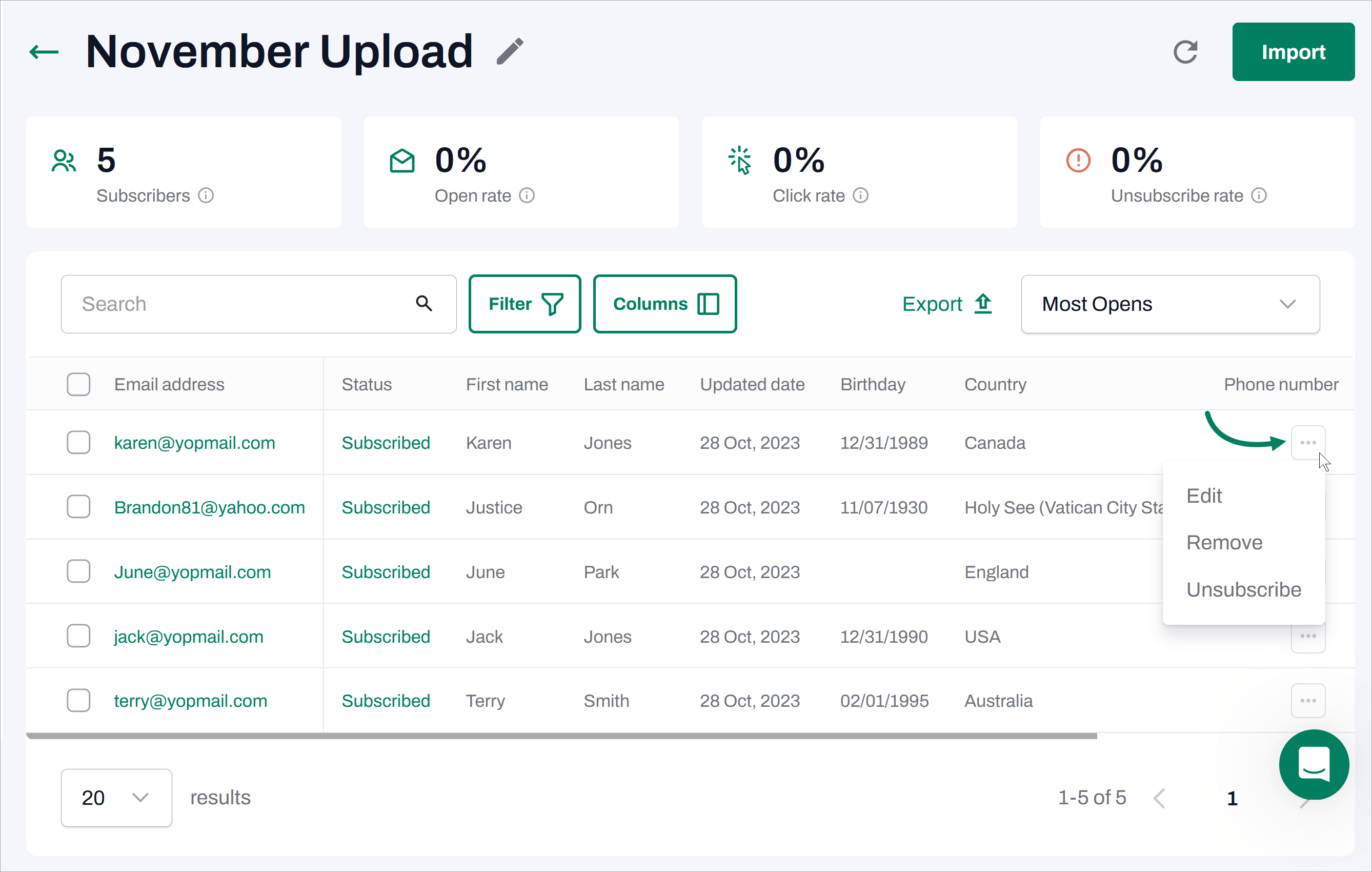 review the audience upload
