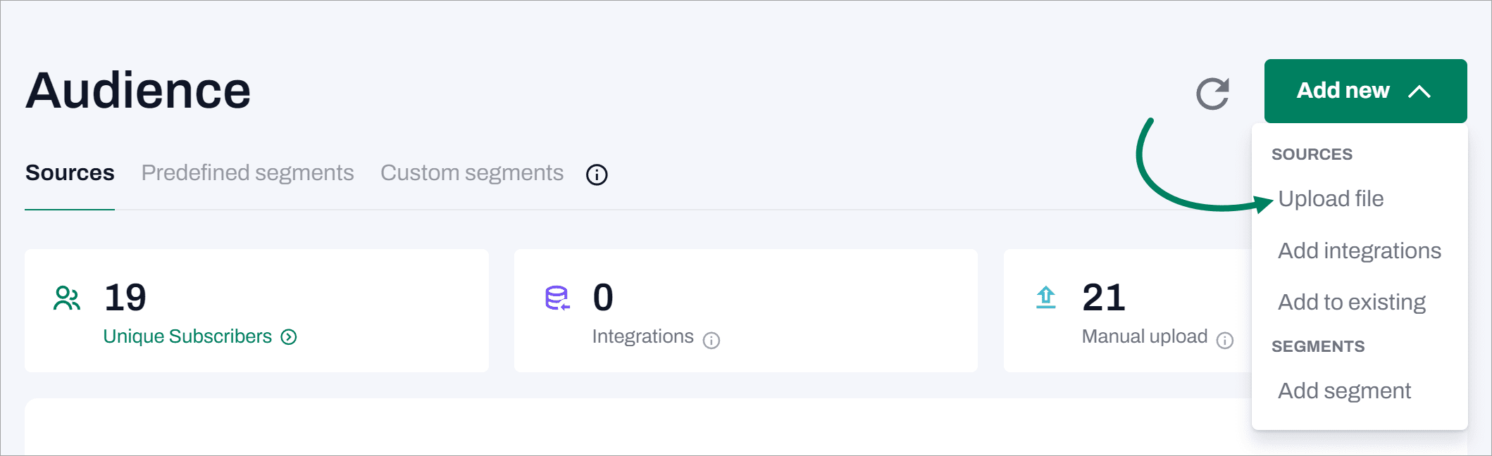 select the Upload file option