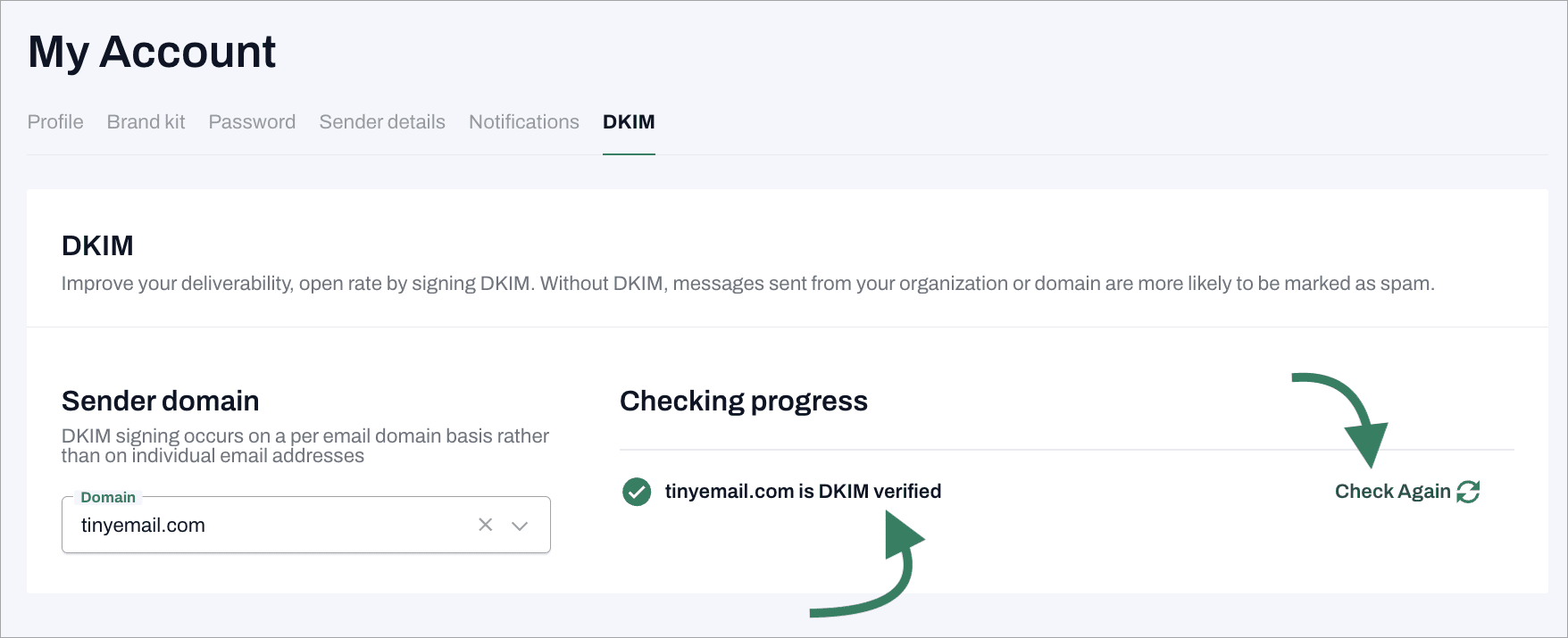 verify the DKIM record